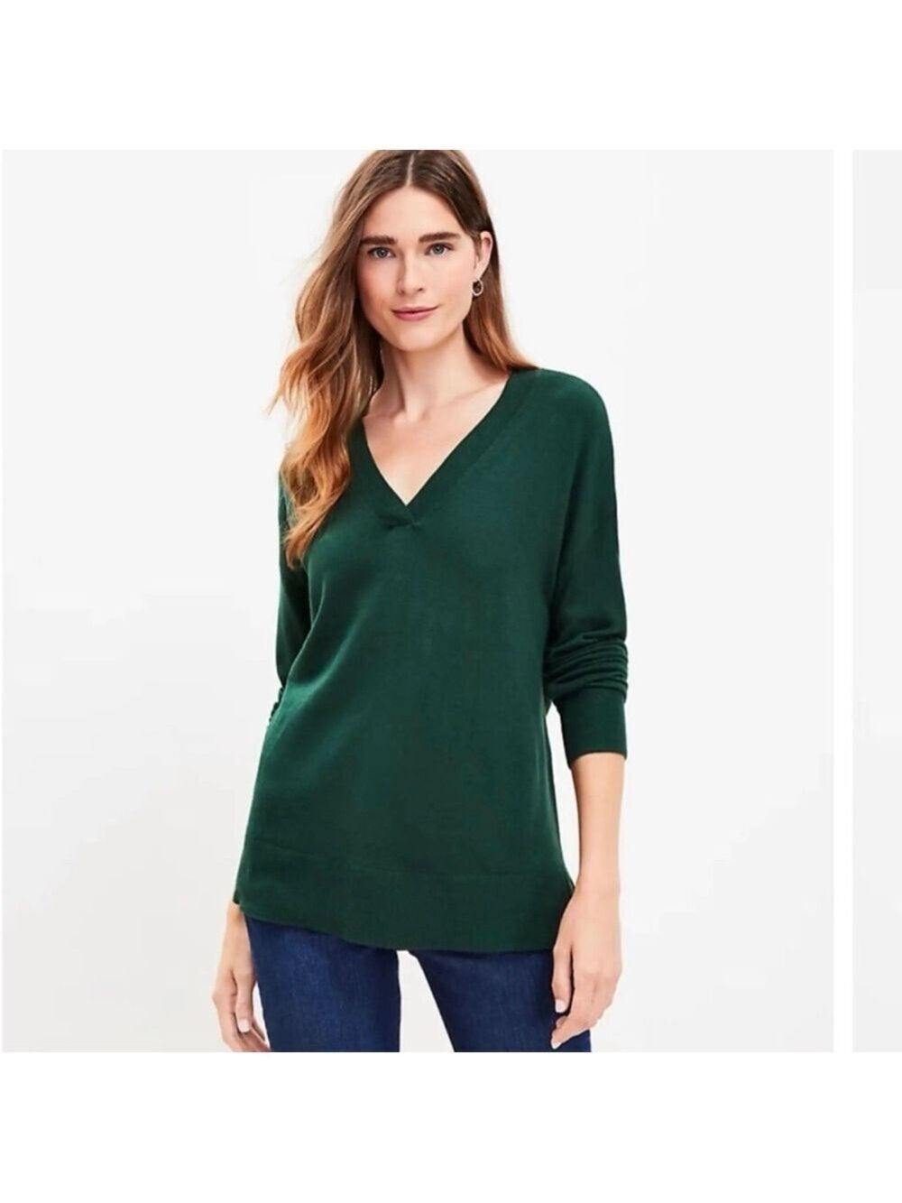 LOFT Forest Green V-Neck Sweater